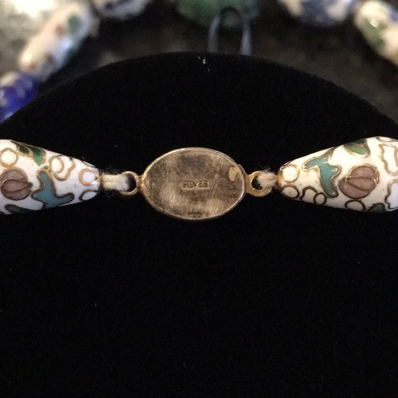 Vintage Caved Jade & Ceramic Painted Bead Necklace - Picture 10 of 16